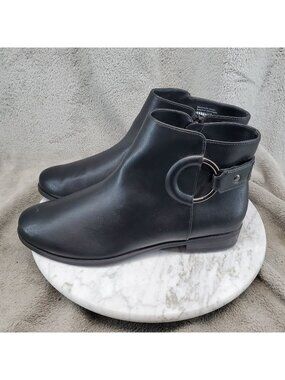 Alfani Shoes Womens Size 8.5 Black Faux Leather Avvia Ankle Boots *Read*